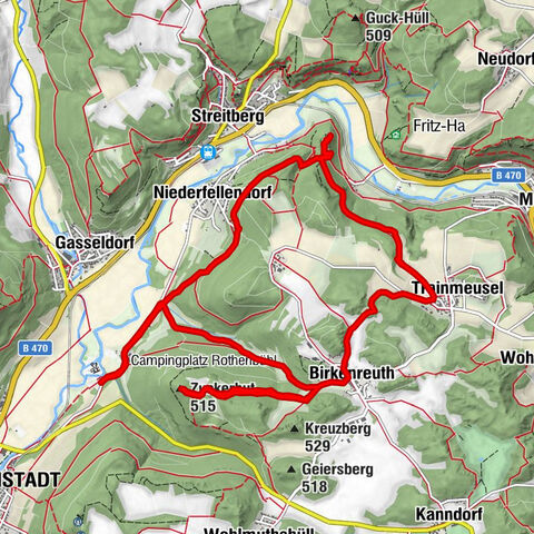 Ebermannsstadt Bayern. Zu den Aussichtspunkten Burgruine Neideck + Zuckerhut.