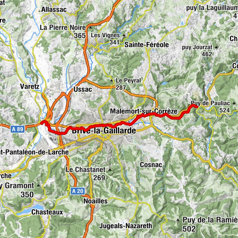 Brive la Gaillarde greenway between Aubazine station and St-Pantaléon de Larche