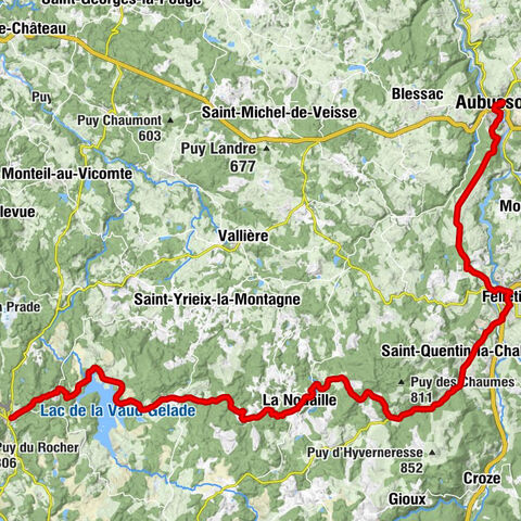 Creuse Route: Royère de Vassivière > Aubusson