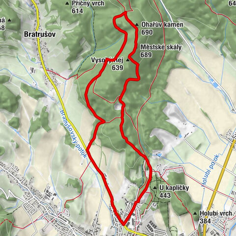Šumperk - Vysoký Rej - Městské skály - Ohařův kámen