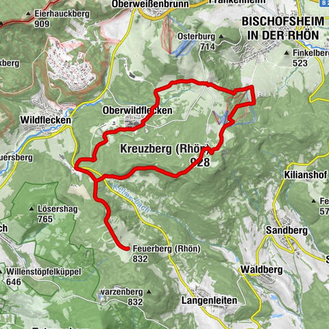 Oberwildflecken - Kreuzberg (Rhön) - Kissinger Hütte - Feuerberg (Rhön)