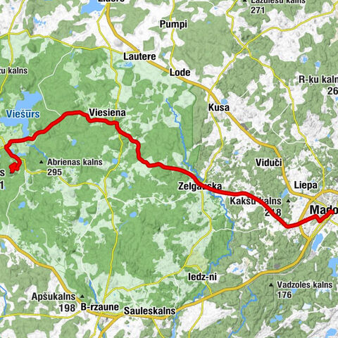 Gaiziņkalns - Viesiena - Madona - Rudzons