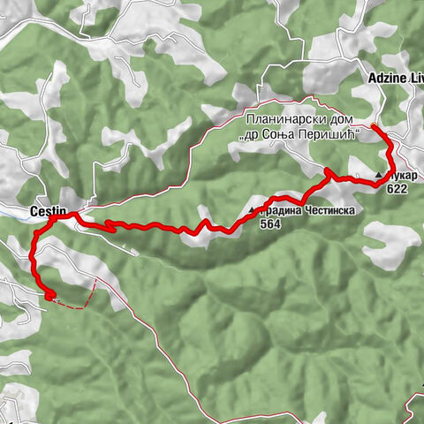 Планинарски дом „др Соња Перишић“ - Чукар - Градина Честинска - Манастир Каменац