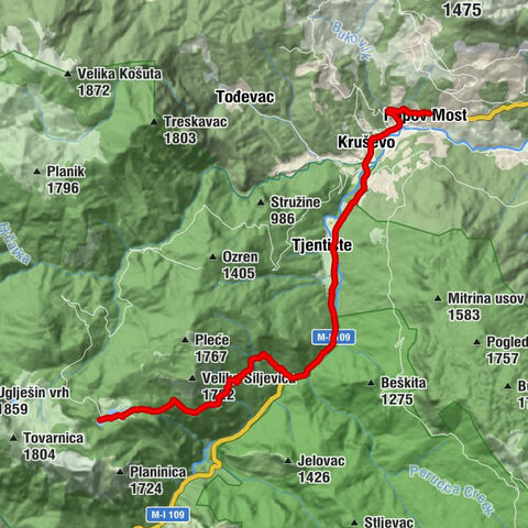 Popov Most - Camp Sutjeska - Kovačev panj - Тјентиште