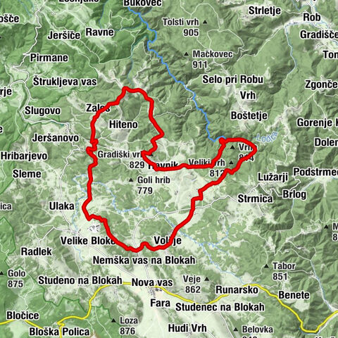 Bloke - Gradiški vrh - Sv. Urh - Škrabče