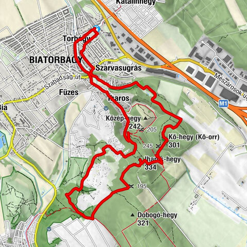 Biatorbágy - Kő-hegy (Kő-orr) - Iharos-hegy - Kerekdomb
