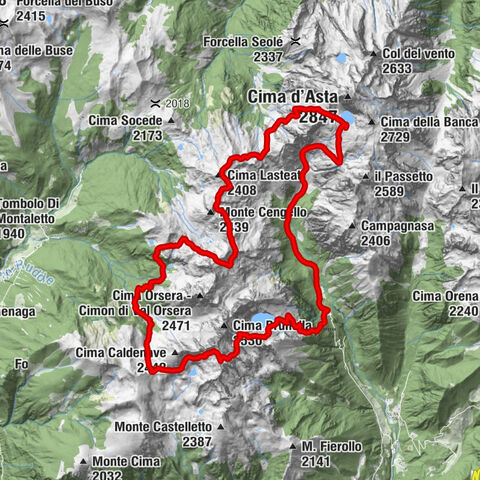 Rifugio Malga Sorgazza - Cima Lasteati - Rifugio Cima d'Asta Ottone Brentari - Cinte Tesino