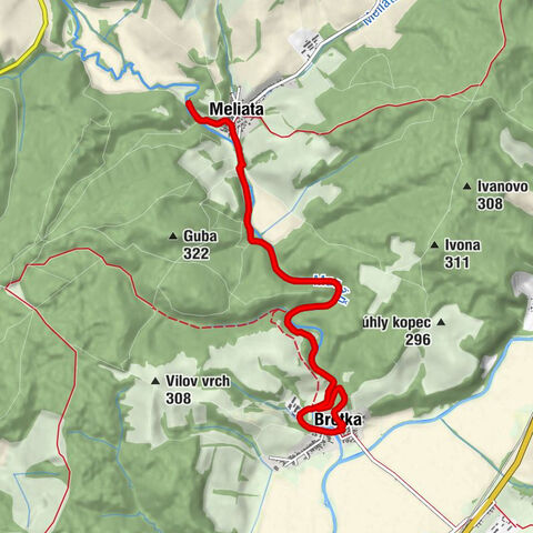 Bretka - Reformovaný kostol - Peško - Hutnianska jaskyňa