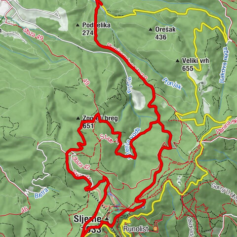 Sljeme - Sklonište kod Križa - Zgoreti breg