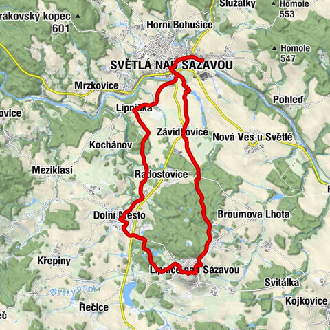 Světlá nad Sázavou - Kostel svatého Václava - Hostinec u České koruny - Kostel sv. Martina 