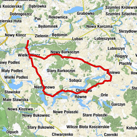 Graniczny Młyn - Punkt dojazdowy - Kościół pw. Świętego Mikołaja - Kościół pw. Świętej Rodziny w Wielkim Klinczu