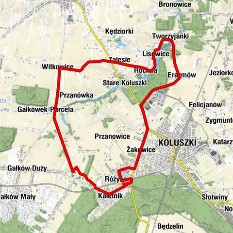 Żakowice Południowe - Różyca - Stare Żakowice - Koluszki