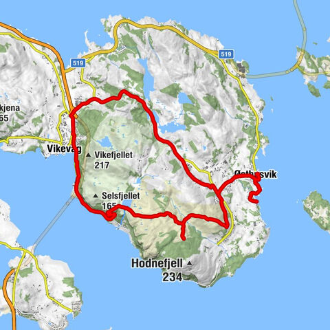 Østhusvik hurtigbåtkai - Vågedal - Østhusvik - Hegglandslia