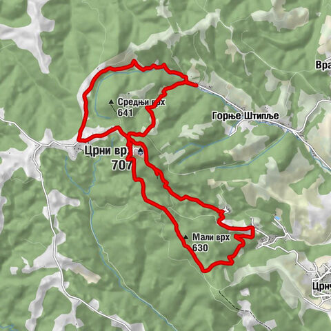 Горње Штипље - Планинарски дом „Црни врх“ - Мали врх - Црни врх