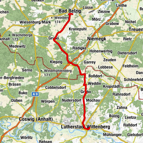 Auf dem Europaradweg R1 von Bad Belzig nach Lutherstadt Wittenberg