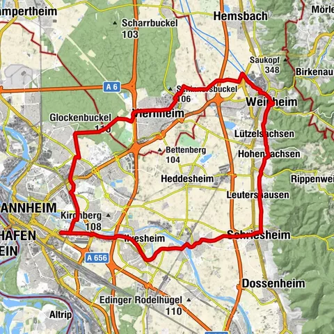Rundtour Mannheim - Ladenburg - Weinheim