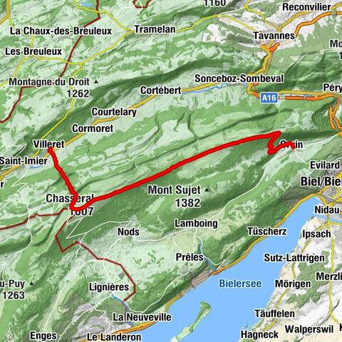 Villeret via Combe Grède – Chasseral – Les Colisses du Haut – La Ragie nach Orvin